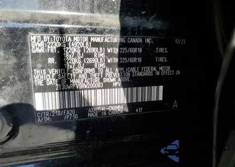 2024 Toyota Rav4 Woodland Edition from USA, damaged, VIN 2T3UWRFV9RW200083